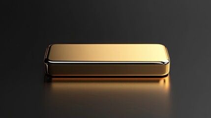 Golden rectangle button blank template with a glossy elegant design, perfect for UI/UX design mockups.