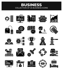 Collection of 25 Business Icons: A Visual Guide to Business Concepts