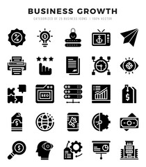 Business Growth Glyph icons. Vector Glyph illustration.