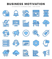 Business Motivation Two Color icons collection. 25 icon set. Vector illustration.