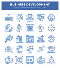 Business Development Icons. 25 Essential Marketing and Strategy Icons