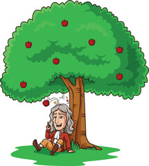 Isaac Newton Finding Gravity Vector Image