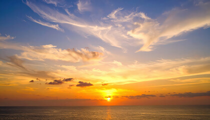 Nature beautiful Light Sunset or sunrise sky over sea background