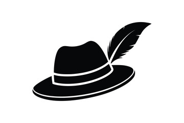Silhouette art illustration of a feathered German hat.eps