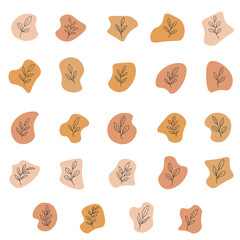 Minimalist Botanical Abstract Blob Set - Hand Drawn Leaf Ellements