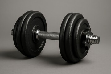 Naklejka premium Lifting Dumbbell with Metal Handle and Weight Plates