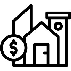 Real Estate Investment Line Icon