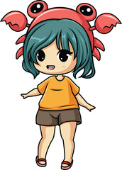 Kawaii Zodiac Cancer Vector Image