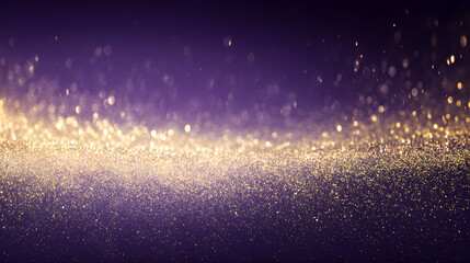 Gold and purple glitter background with bokeh and elegant gradient
