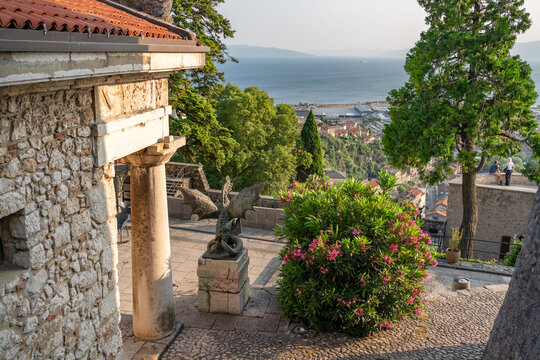 Beautiful view from Trsat Castle to the Rijeka city, Croatia 