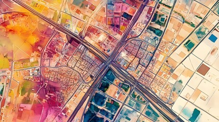 Fototapeta premium Aerial view cityscape urban development infrastructure roads