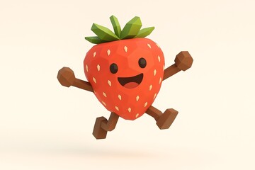 3D style of Strawberry fruit character