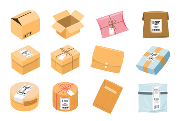 Cardboard Box Shipping and Packaging Vector Set 