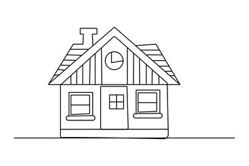 House continuous one line drawing outline  vector art

