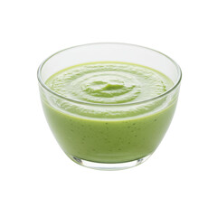 Fresh green smoothie in a glass bowl, showcasing vibrant color and creamy texture