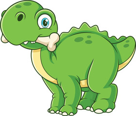 Dinosaur Dog Chewing Bone Vector Image