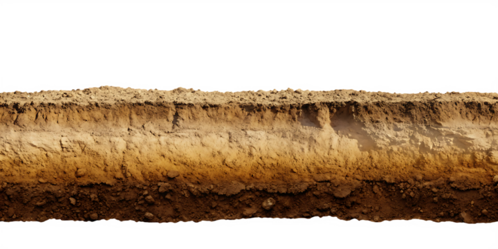 Soil cross section texture isolated on a white background png ai generated