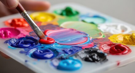 Colorful palette brush strokes in vibrant artistic expression