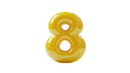 Obraz premium Glossy Yellow Number Eight 3D Render