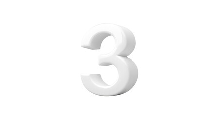 Naklejka premium 3D Render of the Number Three - White on Black