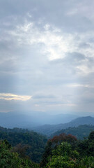 Mountain landscape with cloudy sky in the morning at Kaeng Krachan National Park, Phetchaburi, Thailand