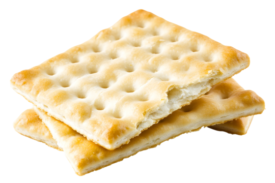 Delicious stack of square crackers against a stark black background