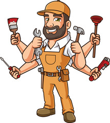 Happy Male Handyman Vector Image