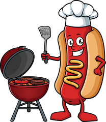 Hot Dog Grilling Vector Image