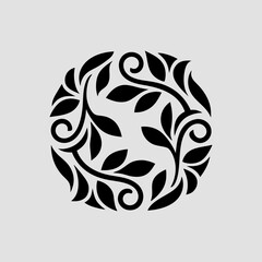 Obraz premium Circular black and white floral design element