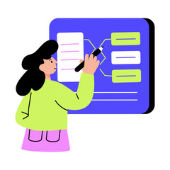 Flat style illustration showing structured digital data system
