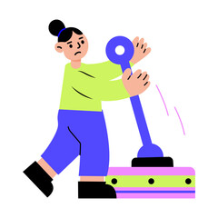 A flat style illustration showing a character pulling lever