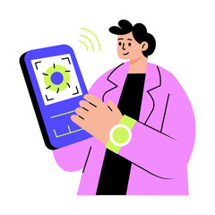 Flat style illustration showing character doing visual diagnosis