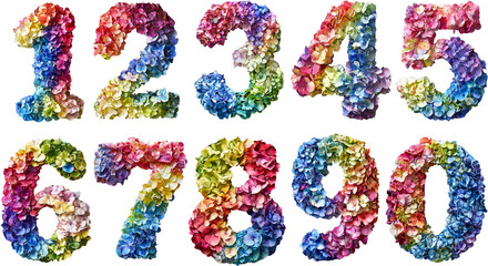 紫陽花の花びらで彩る数字 Numerical Art with Hydrangea Petal Elegance｜Generative AI