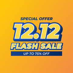 Vector 12.12 flash sale up to 75 off suitable for banner, poster, social media promo