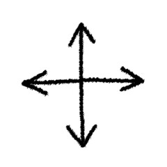 Arrow grunge vector icon. Arrow hand drawn texture. Arrow chalk vector.