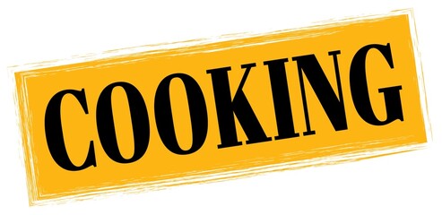 COOKING text written on orange-black stamp sign.