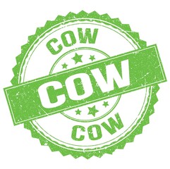 COW text on green round stamp sign