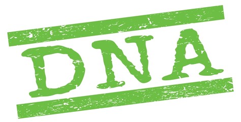 DNA text on green lines stamp sign.