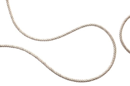 Two white ropes isolated on a white background png ai generated