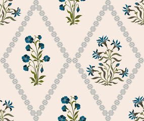 Hand drawn colourful geometric flowers, seamless patterns with floral for fabric, textiles, clothing, wrapping paper, backdrop, banner, illustration, abstract backgrounds.

