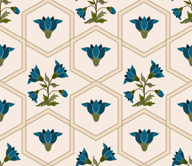 Hand drawn colourful geometric flowers, seamless patterns with floral for fabric, textiles, clothing, wrapping paper, backdrop, banner, illustration, abstract backgrounds.

