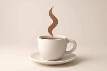 Obraz premium Cup of Hot Drink with Steaming Effect on Neutral Background