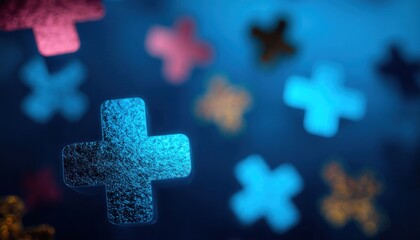 Abstract plus signs in deep colors