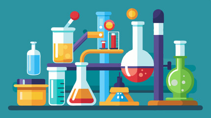 Science Laboratory Equipment and Chemistry Experiment Illustration