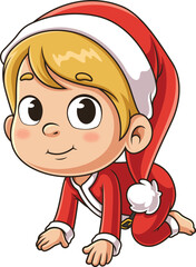 Baby Boy Santa Crawling Vector Image