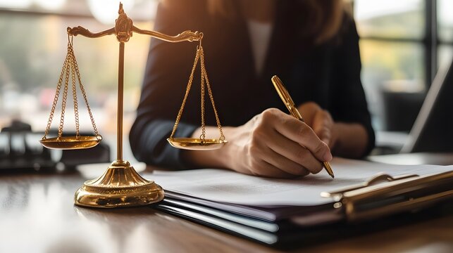 62. Close up of lawyer is hand writing on contract margin