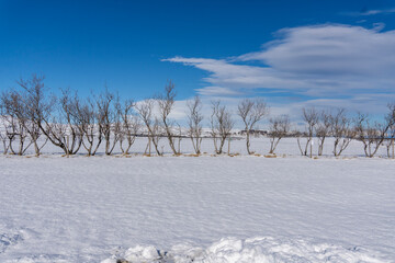 Stjornarfoss waterfall in the south of Iceland on a sunny morning
