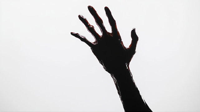 Zombie decay hand gesture rises into view silhouette 