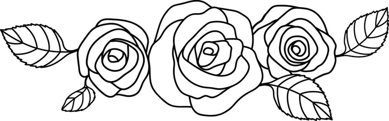Beautiful bouquet of roses. Outline illustration for greeting card, wedding invitation and other holiday background.