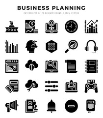 Business Planning icons set. Collection of simple Glyph web icons.